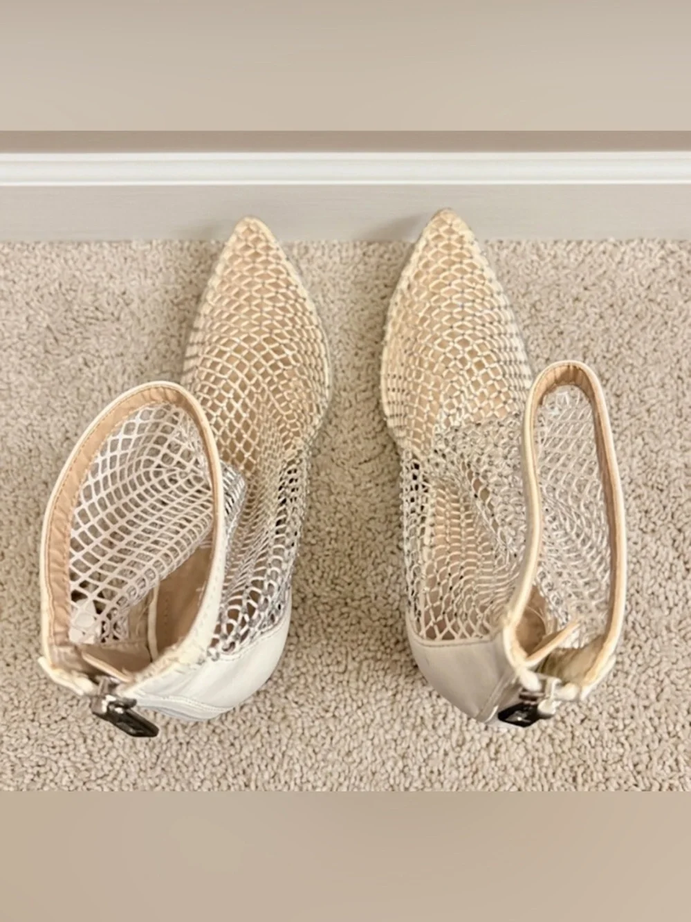 Charles by Charles David Pursue Rhinestone Mesh Booties White 5.5M